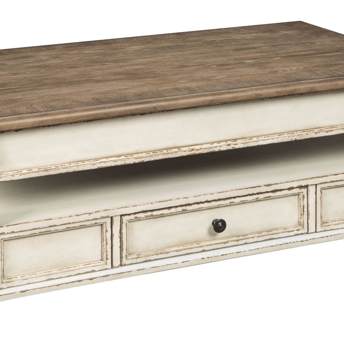 Realyn - Lift Top Cocktail Table - White / Brown