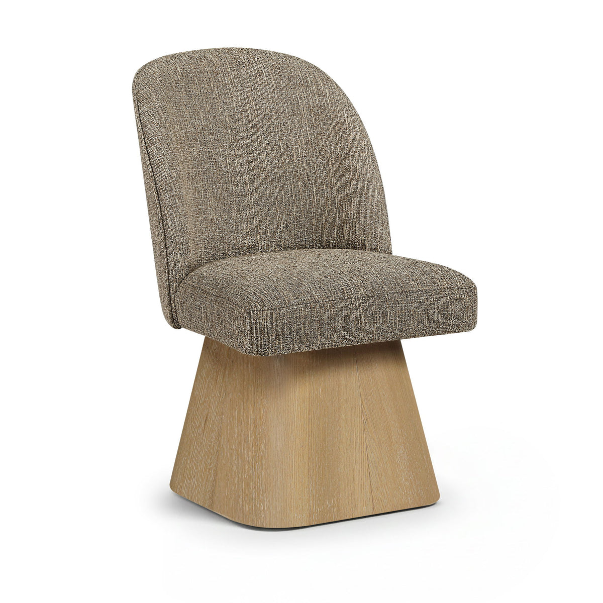 Marlowe - Linen Textured Fabric Upholstered Swivel Dining Side Chair - Stained Natural
