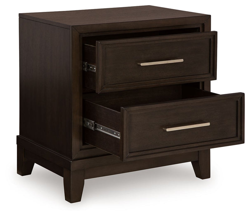Neymorton - Two Drawer Night Stand - Dark Grayish Brown