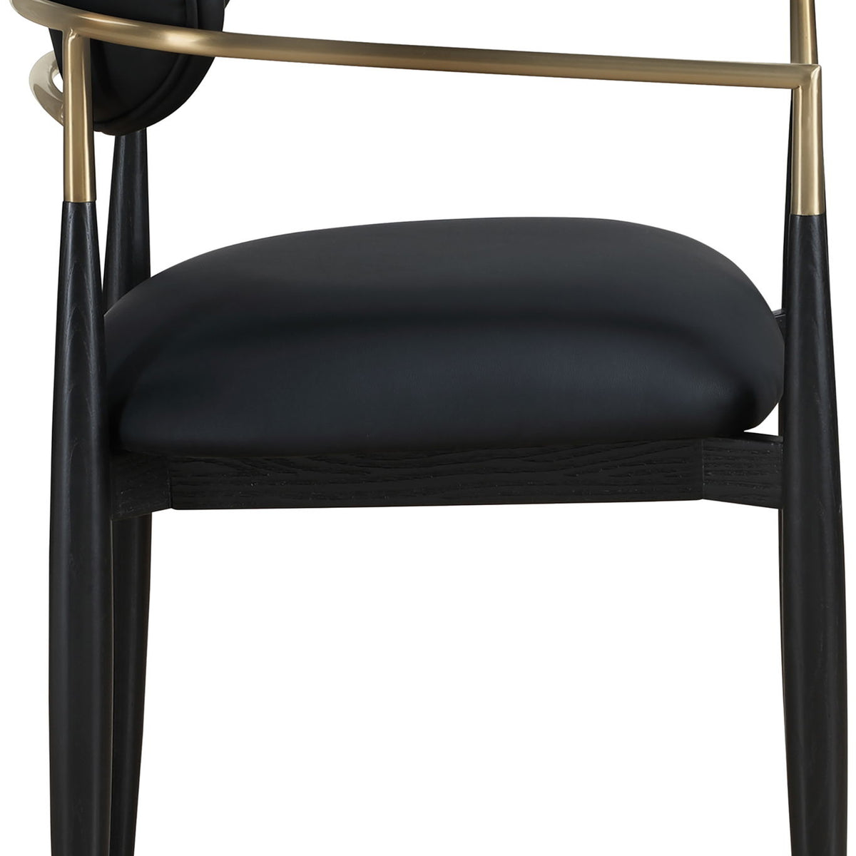 Riccio - Faux Leather Dining Arm Chair (Set of 2) - Black And Gold Frame