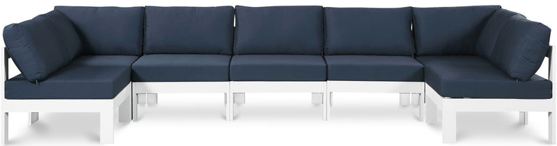 Nizuc - Outdoor Patio 7 Piece Modular Sectional With White Frame