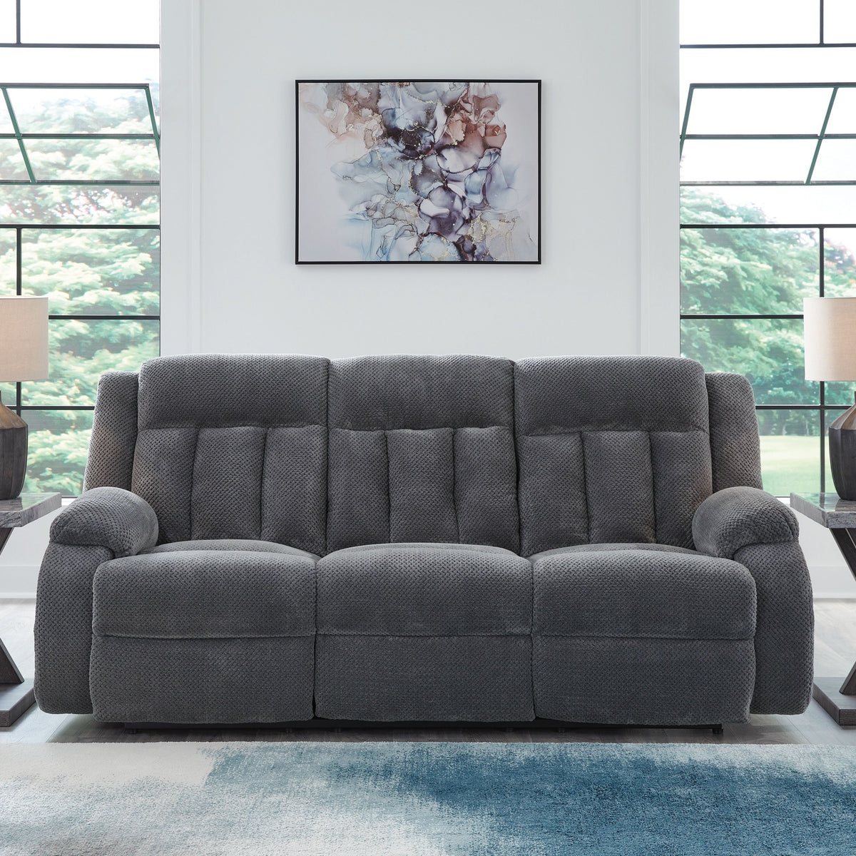 Observation - Steel - Reclining Power Sofa With Drop Down Table