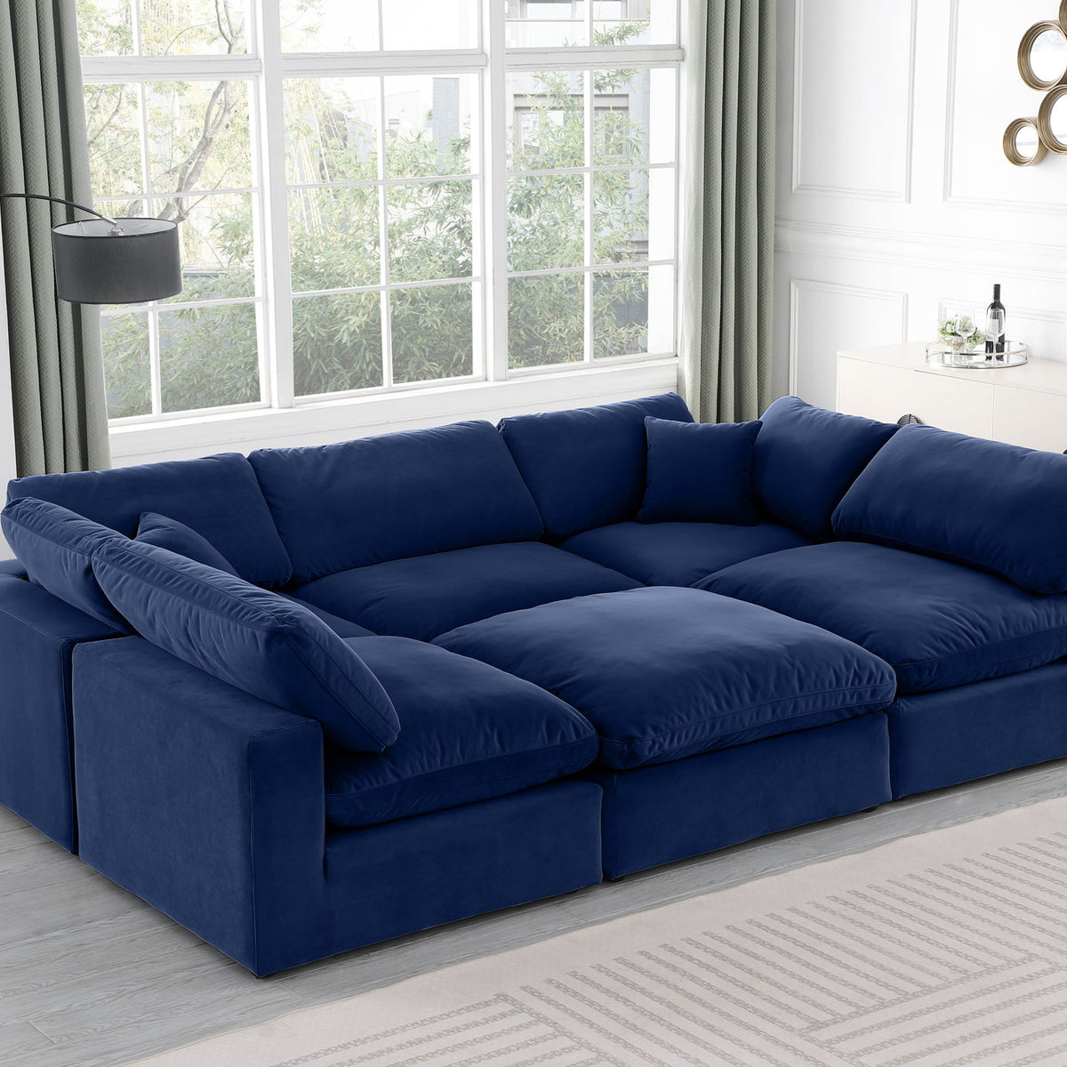 Comfy - 6 Piece Velvet Sectional