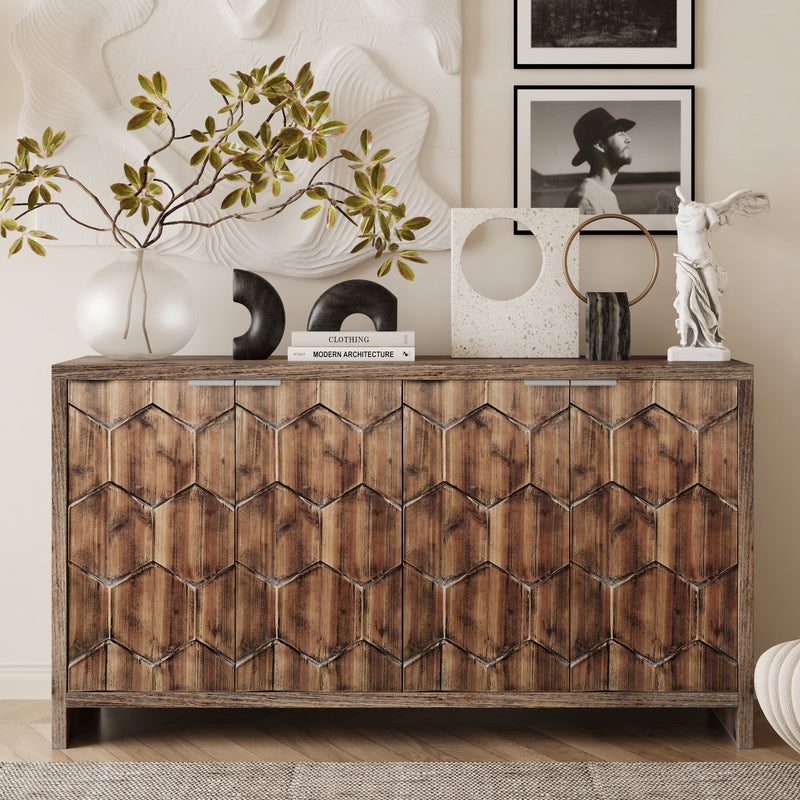 Accent Cabinet Adjustable Shelves Brown