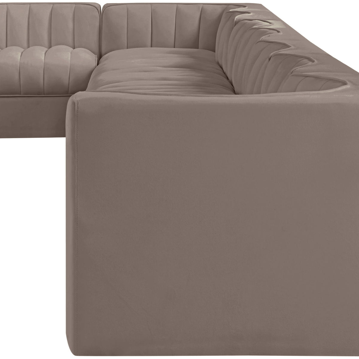 Rummi - Velvet Performance Fabric Upholstered 8 Piece Modular Sectional, L-Shaped (Right)