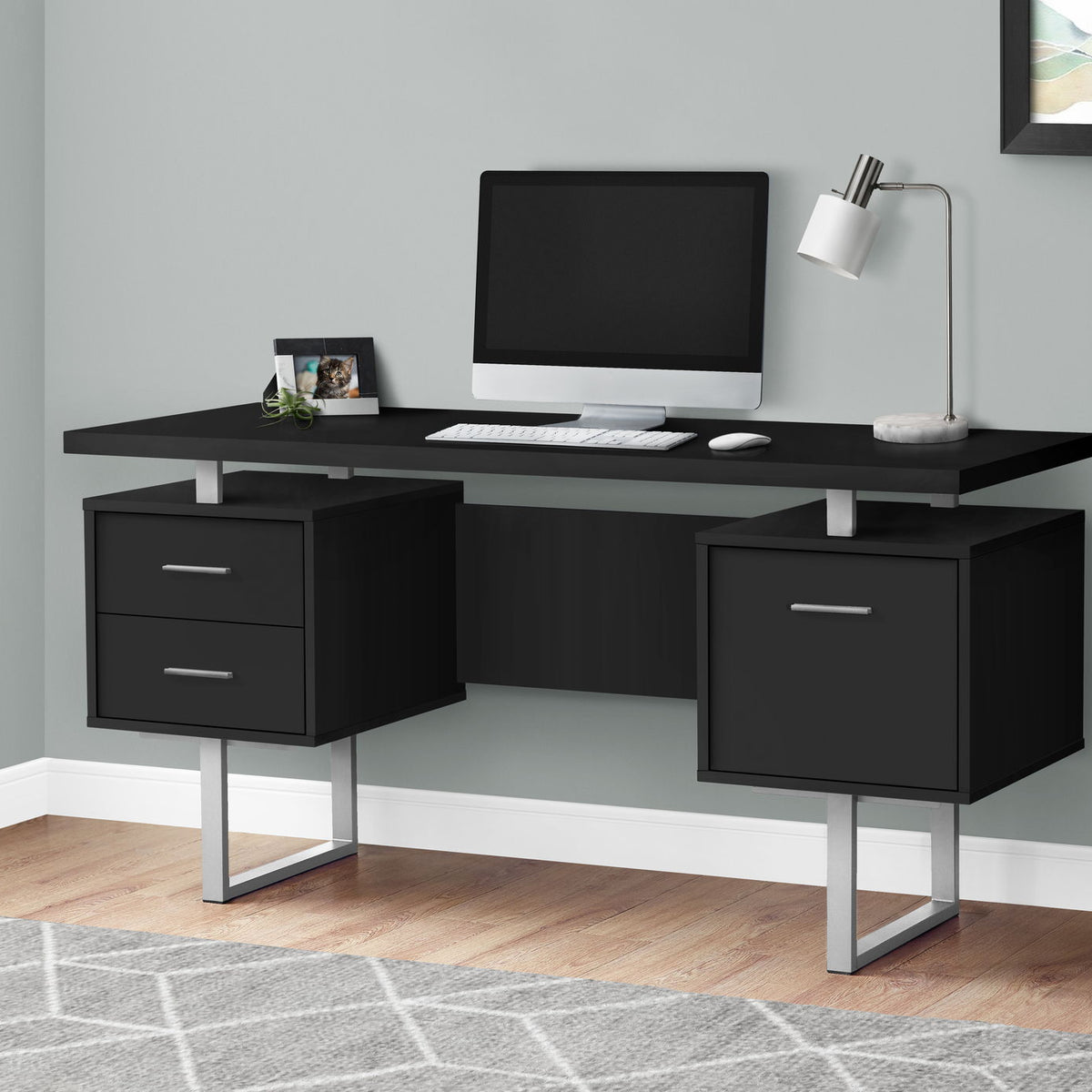 Computer Desk For Home Office, Laptop, Left, Right Set - Up, Storage Drawers, Contemporary & Modern