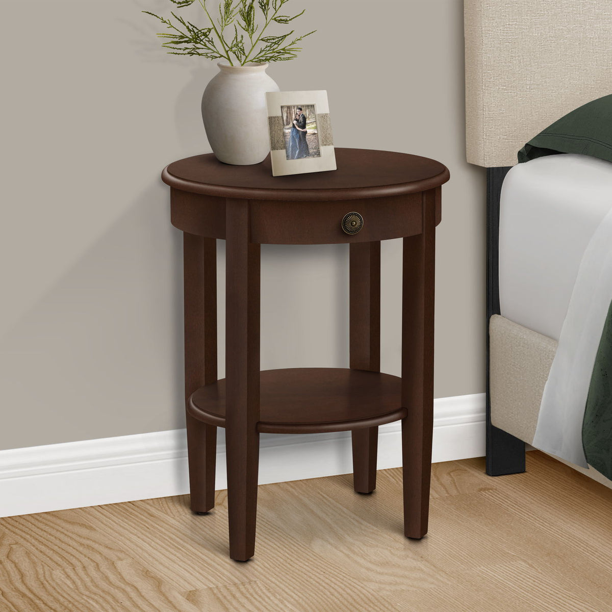 Accent Table, 2 Tier, Transitional - Espresso