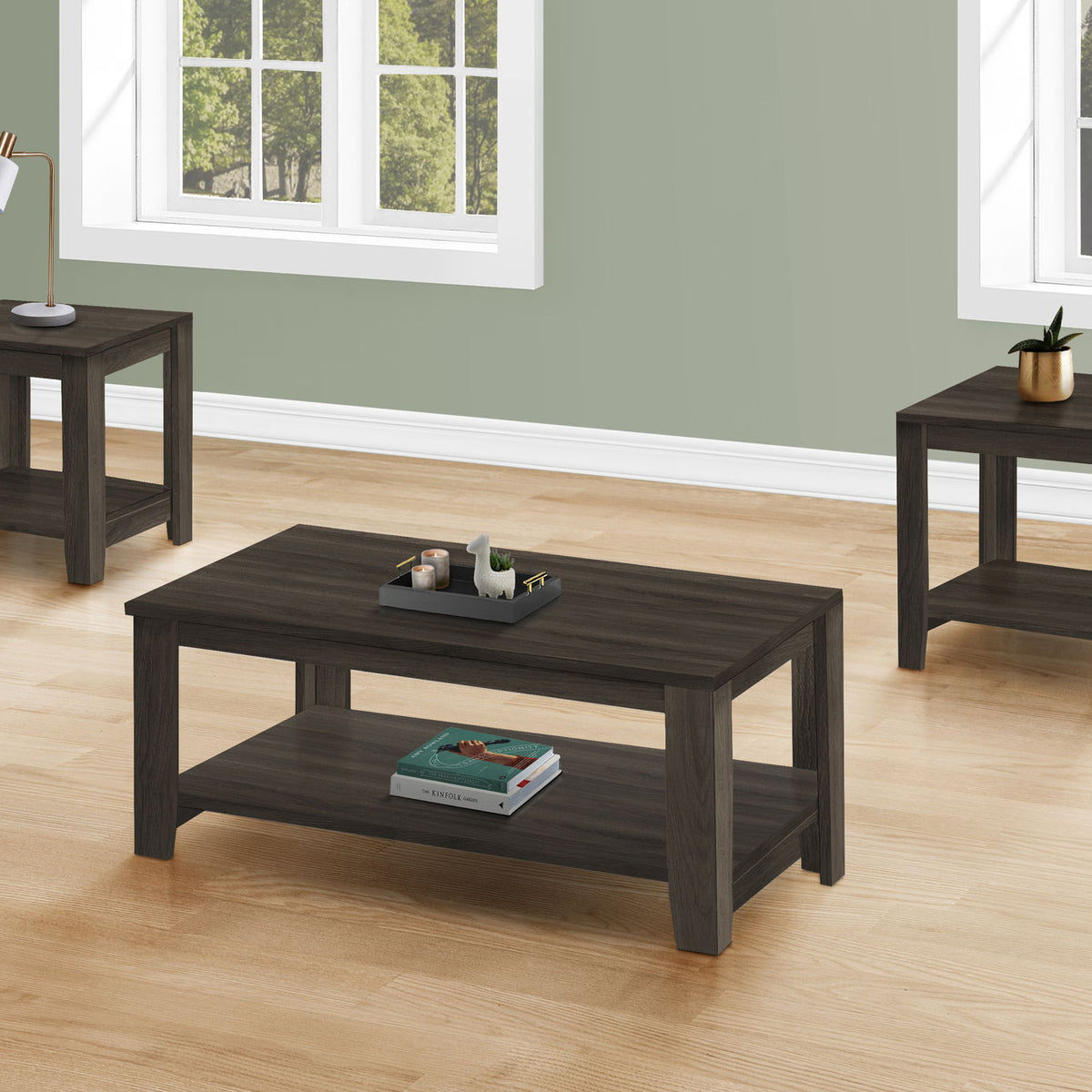 Table Set, Coffee, End, Side, Accent, Living Room, Transitional (Set of 3) - Oak