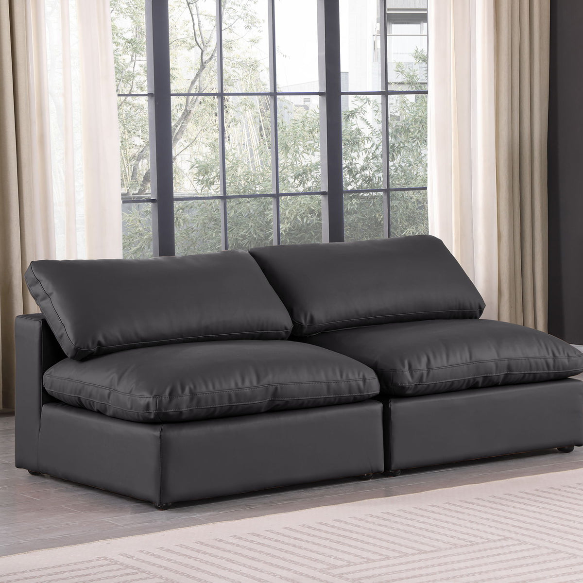 Comfy - Faux Leather Modular Armless Sofa 2 Seats