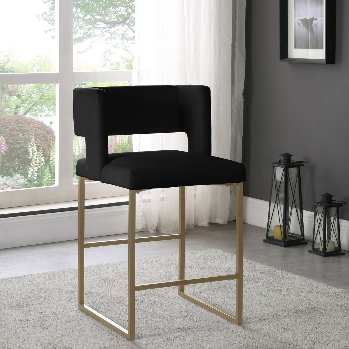 Caleb - Counter Stool with Gold Legs (Set of 2)