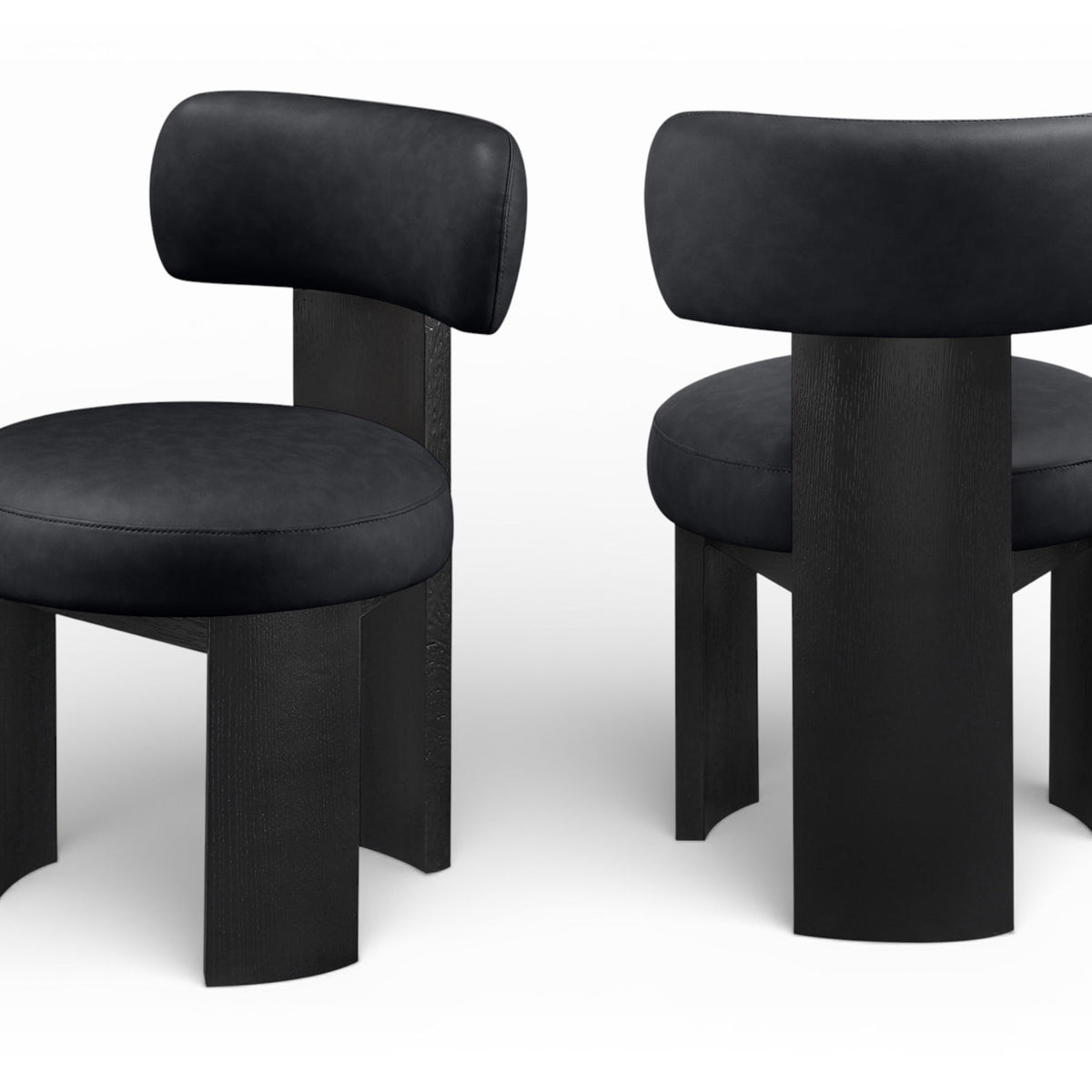 Atelier - Vegan Leather Upholstered Dining Chair (Set of 2) - Black Frame