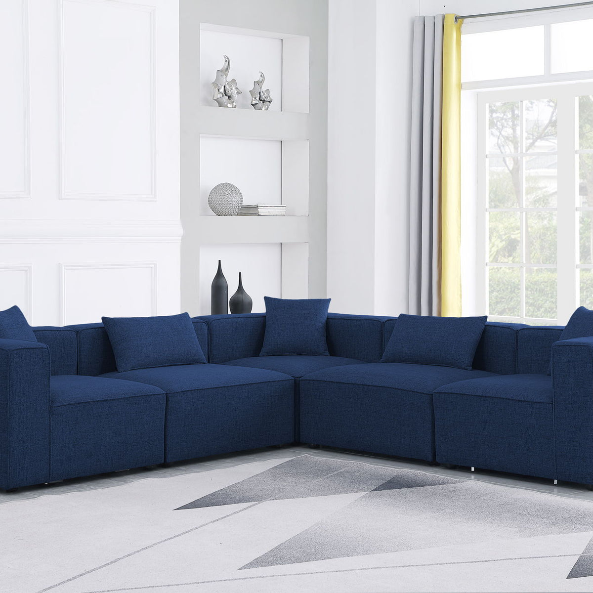 Cube - Linen 5 Piece Modular Corner Sectional