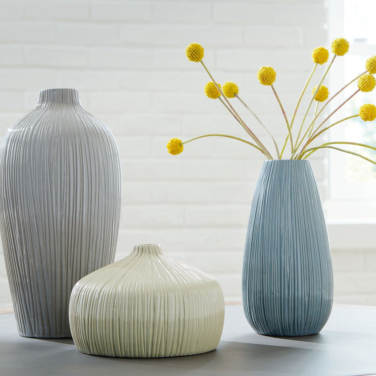 Eiderman - Vase Set (Set of 3) - Gray / Blue / Green