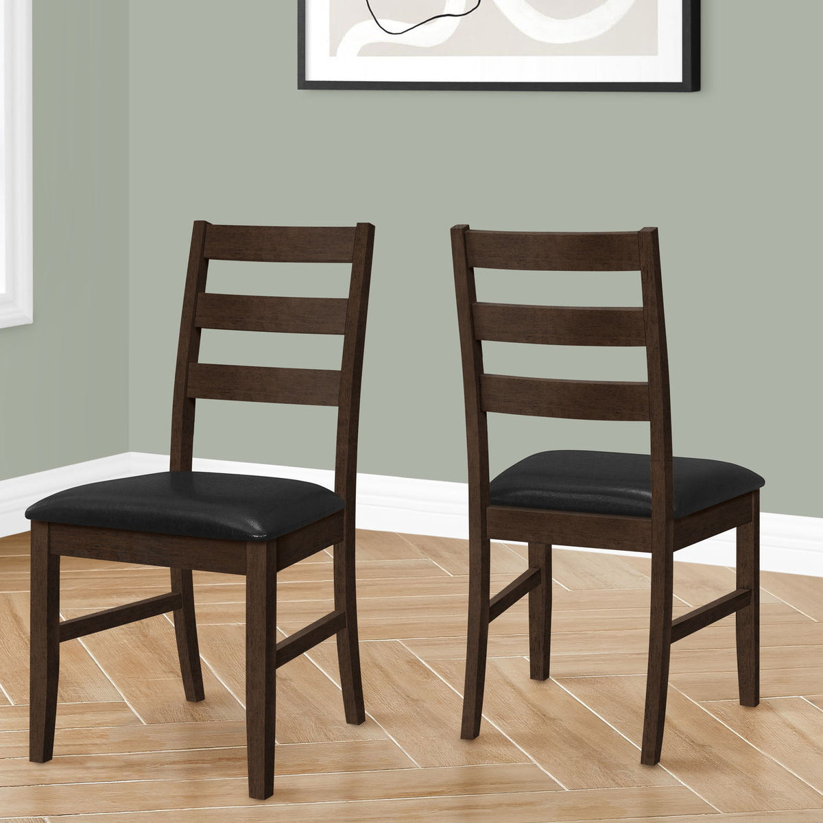 Dining Chair, Dining Room, Side, Upholstered, Transitional (Set of 2) - Black