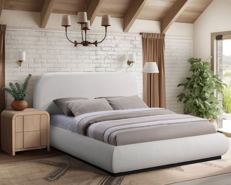 Vaughn - Linen Bed With Black Base