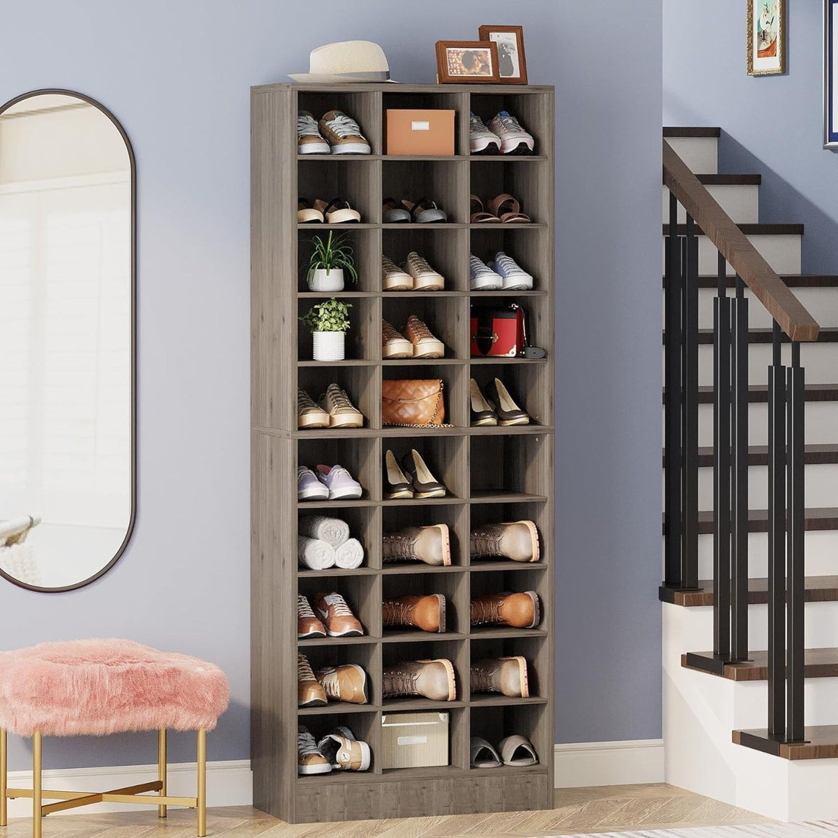 10 Tier Shoe Storage Cabinet With 30 Cubbies