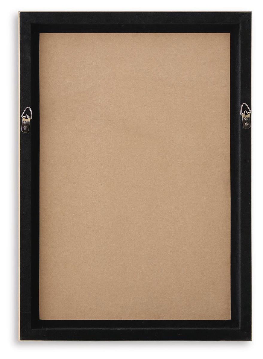 Black framed wall art with blank backing