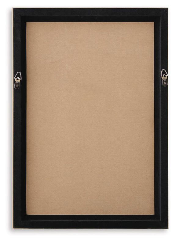 Black framed wall art with blank backing