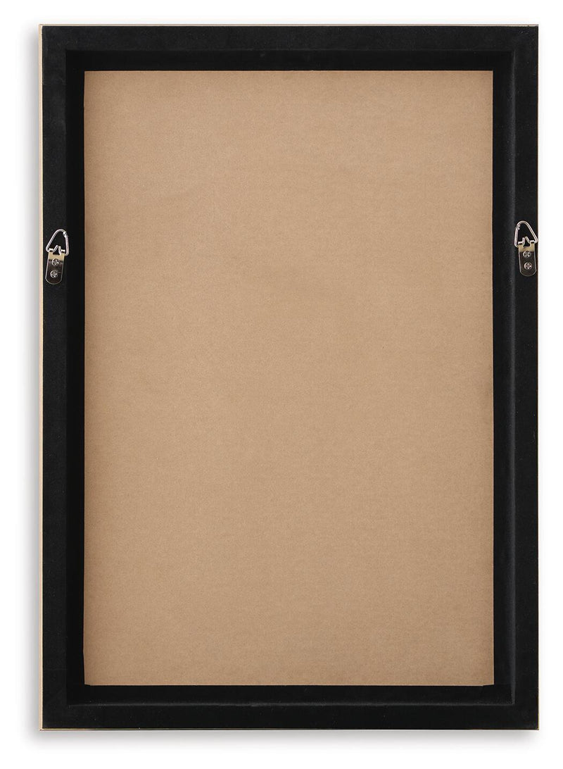 Black framed wall art with blank backing
