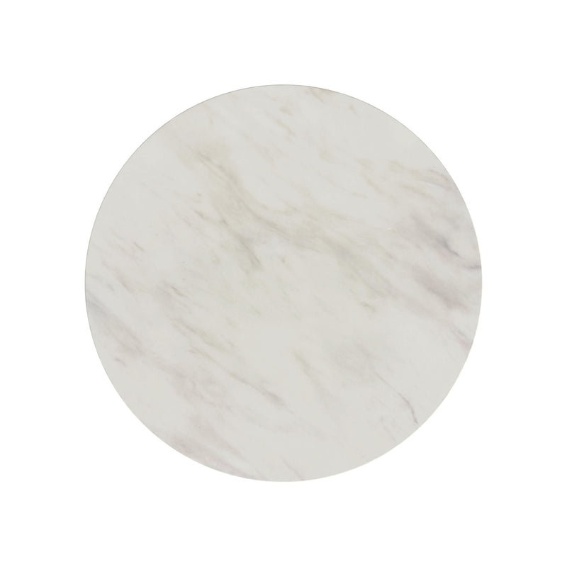 Sylvie - Round Dining Table (Top With Faux Marble And Base) - Dark Brown / White