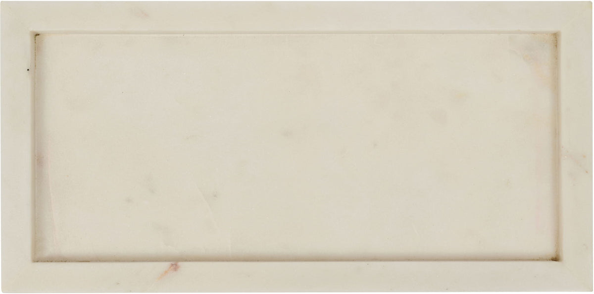 Cream rectangular marble tray base with subtle texture and smooth border