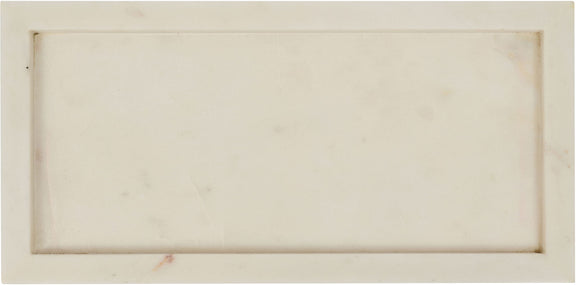 Cream rectangular marble tray base with subtle texture and smooth border