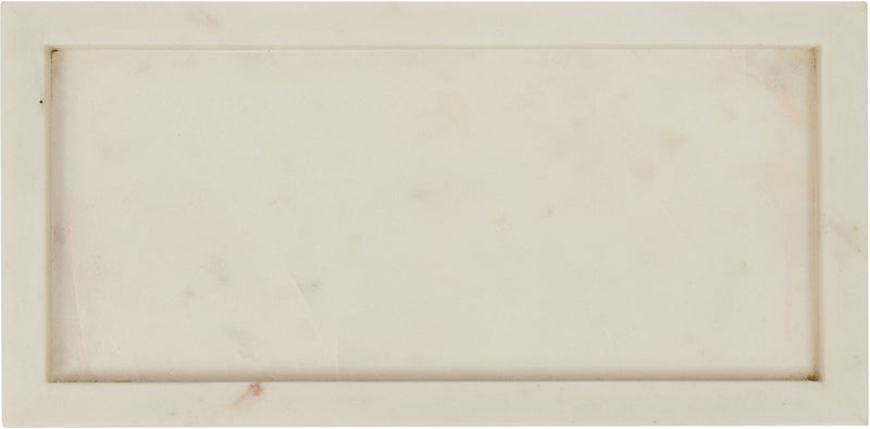 Cream rectangular marble tray base with subtle texture and smooth border