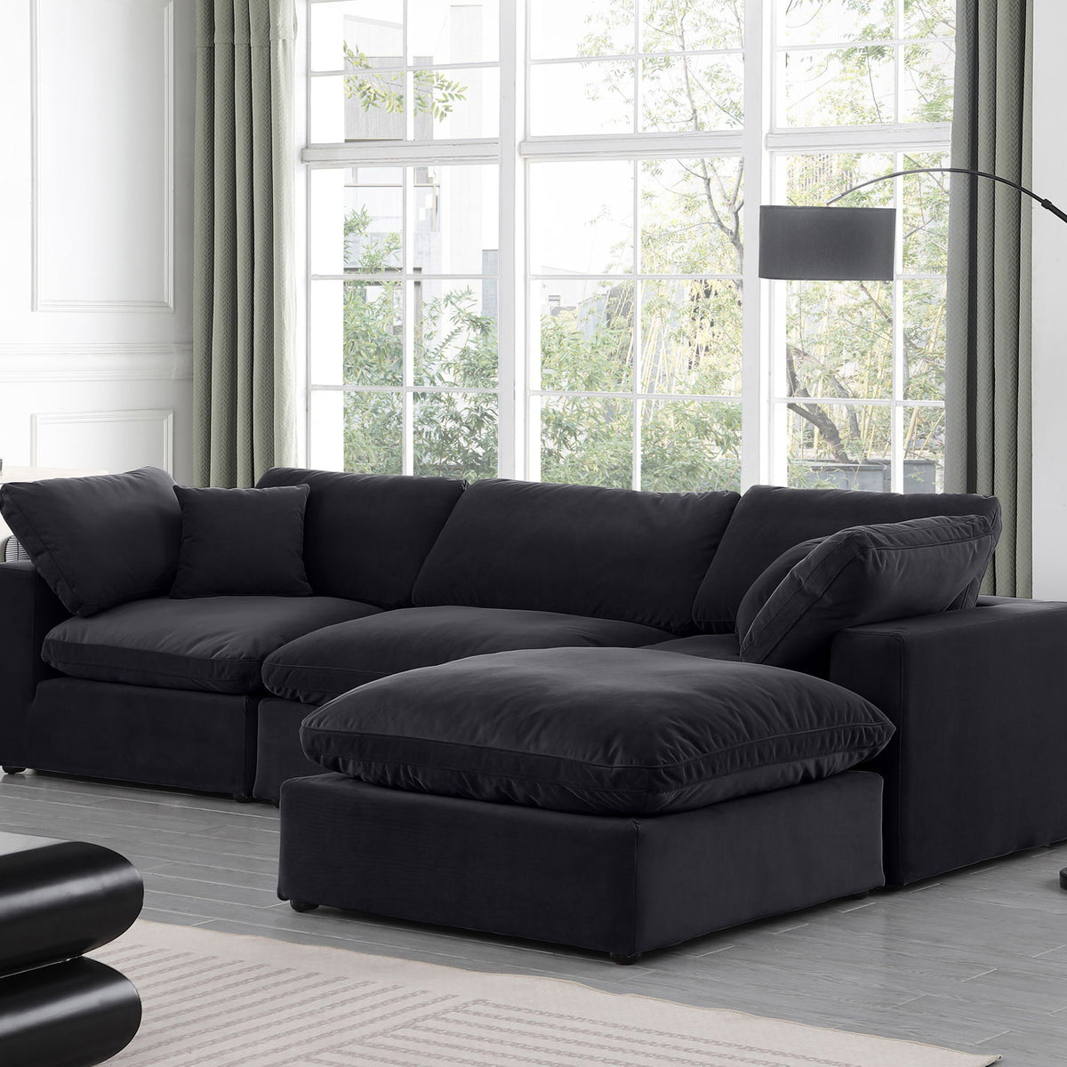 Comfy - 4 Piece Velvet Modular Sectional With Chaise