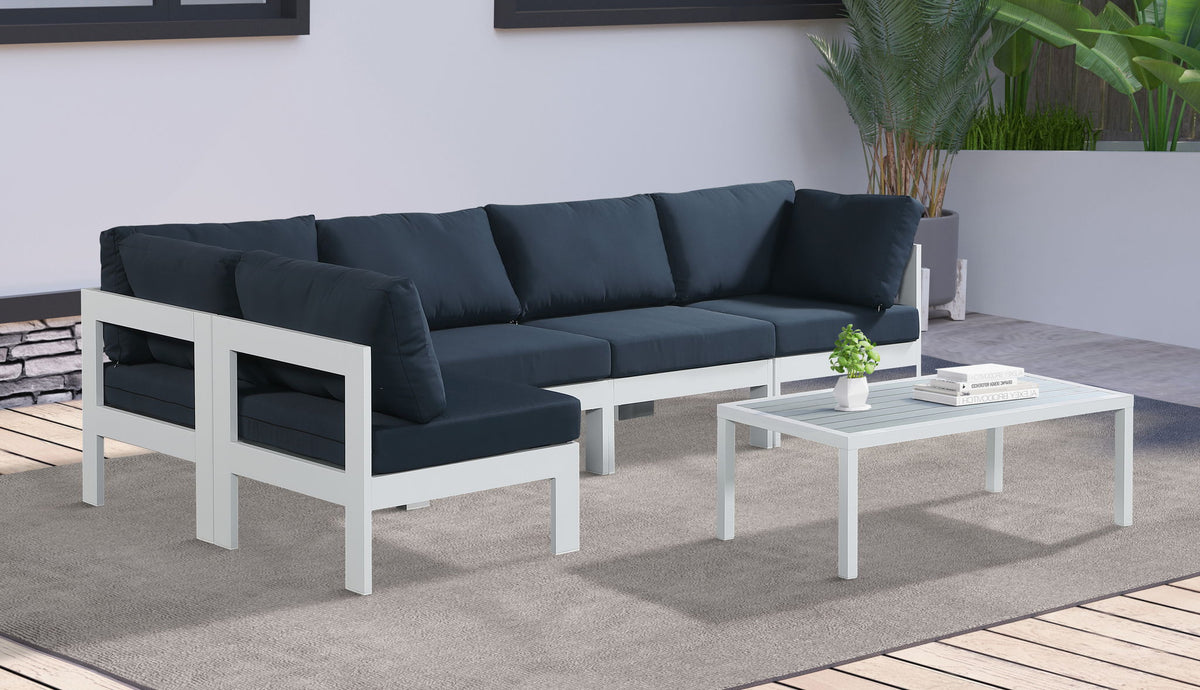 Nizuc - Outdoor Patio 5 Piece Modular Sectional With White Frame