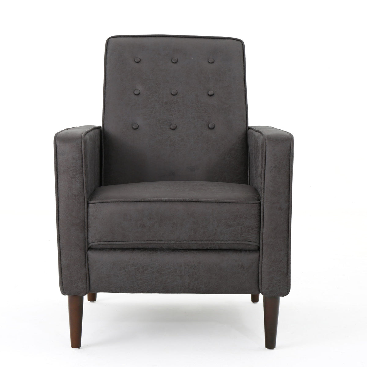 Macedonia - Mid Century Modern Button Tufted Fabric Recliner - Slate
