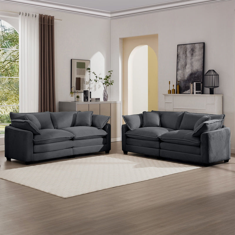 Elegant Corduroy Oversized Sectional Sofa Set With Deep Seats And Flexible Layout