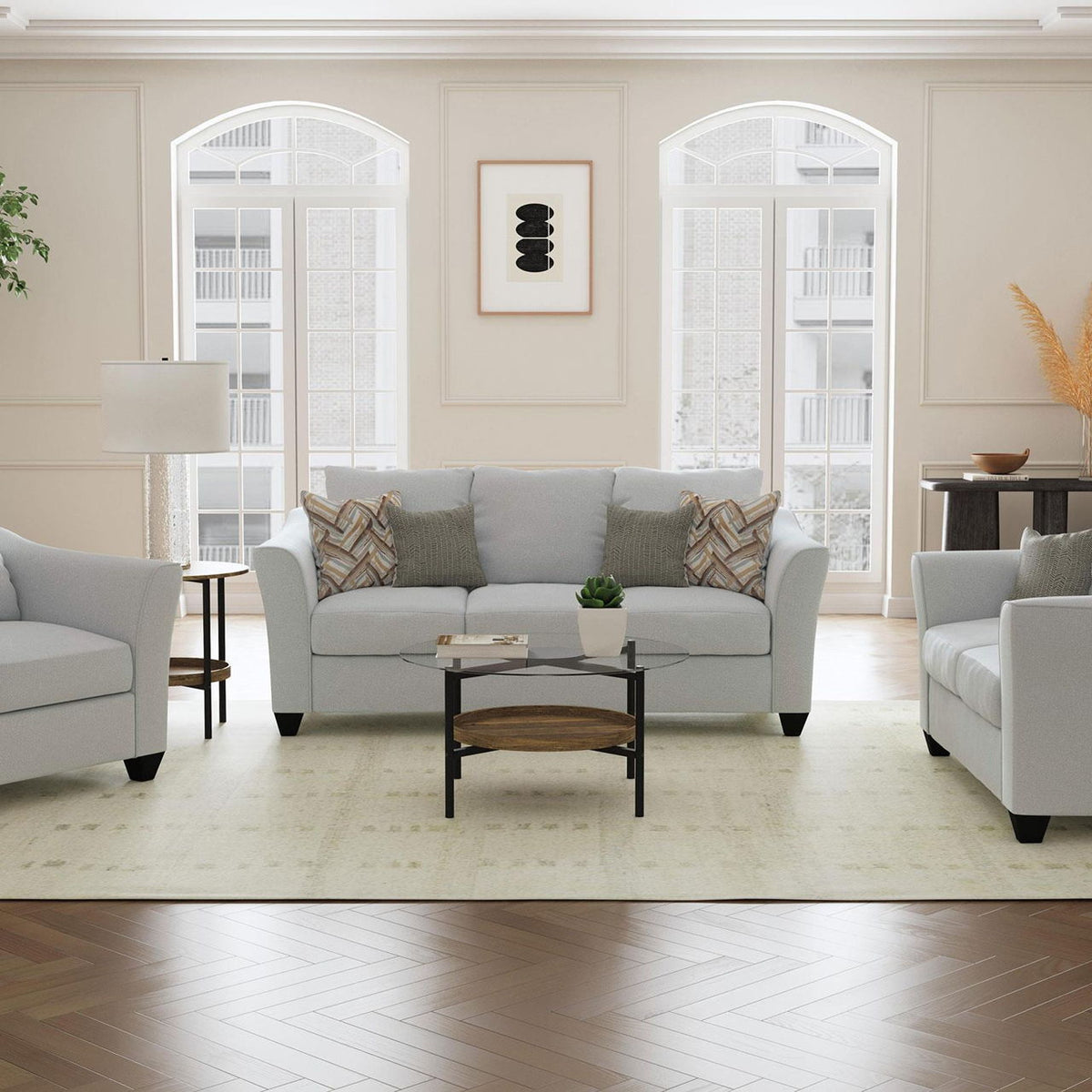 Salizar 3-piece Upholstered Flared Arm Sofa Set Sand