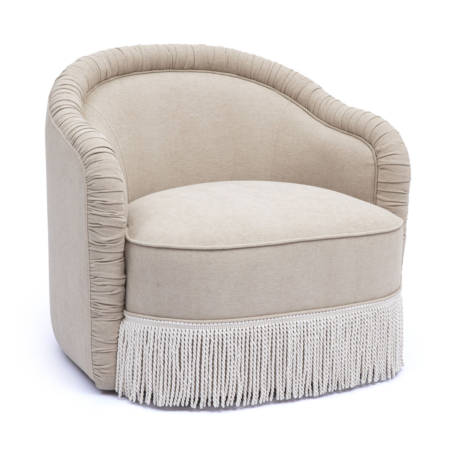 Pamela - Chenille Tassel Lounge Chair - Tan