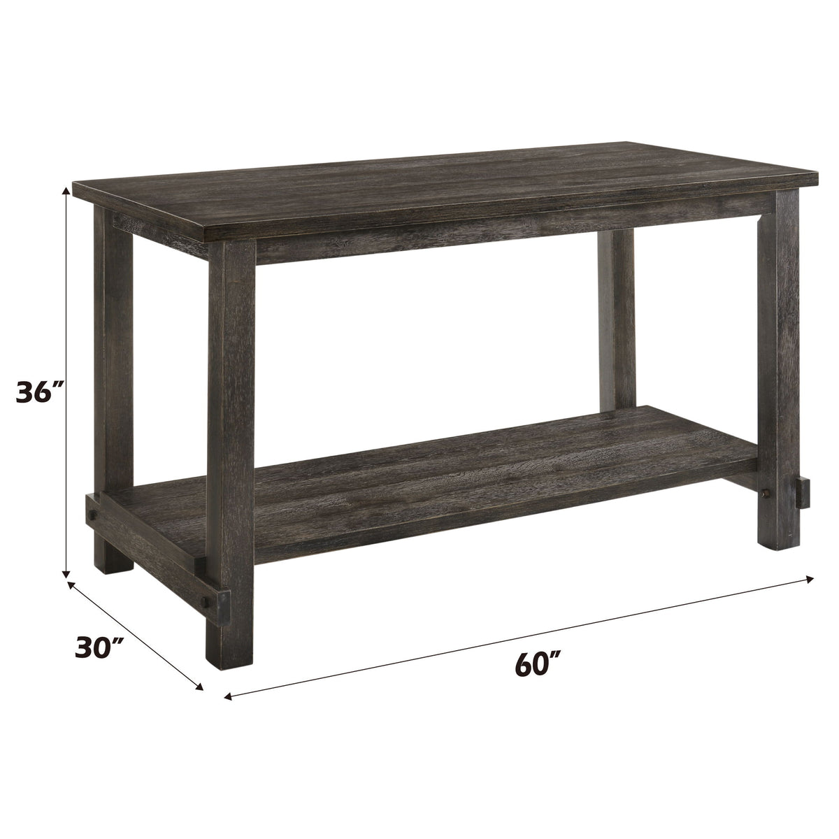 Dark gray counter-height dining table, 60 in W x 36 in H x 30 in D