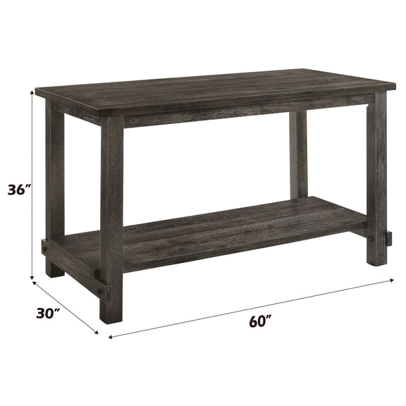 Dark gray counter-height dining table, 60 in W x 36 in H x 30 in D