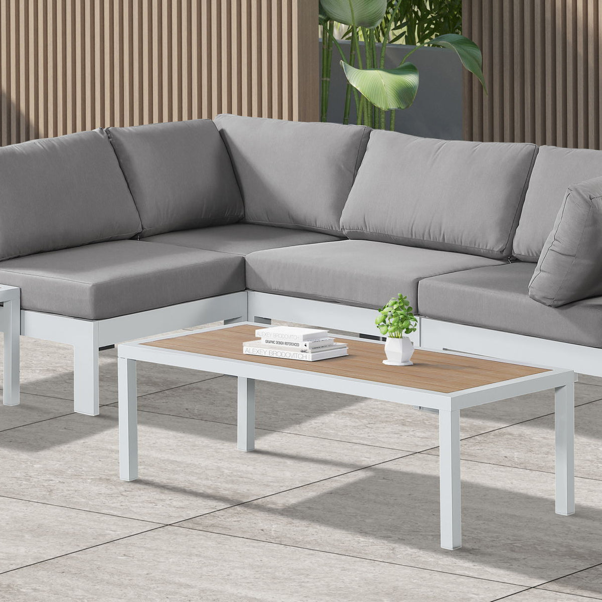 Nizuc - Outdoor Patio 4 Piece Modular Sectional With White Frame