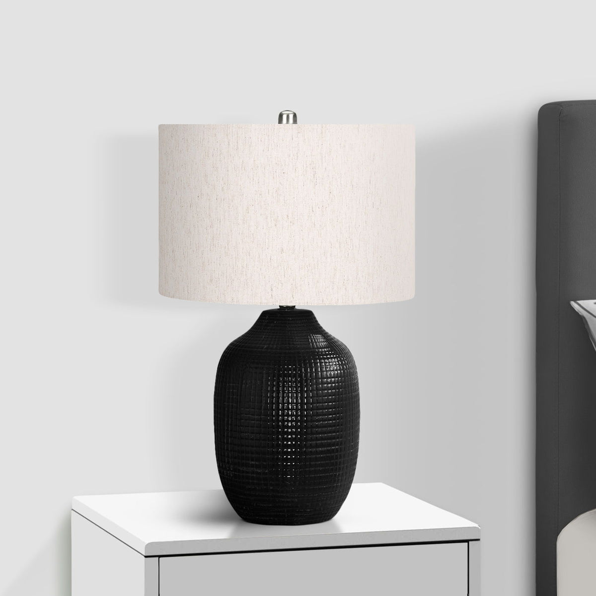 Lighting, Table Lamp, Ceramic, Contemporary - Black / Cream