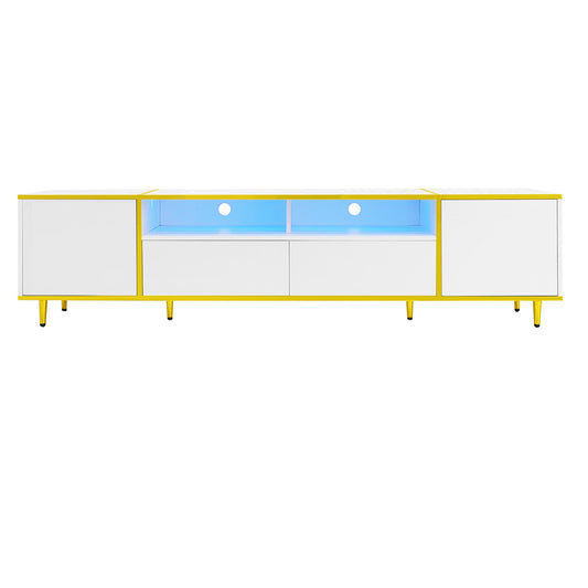 TV Stand For TVs Up To 80", Entertainment Center With 2 Shelves And LED Lights