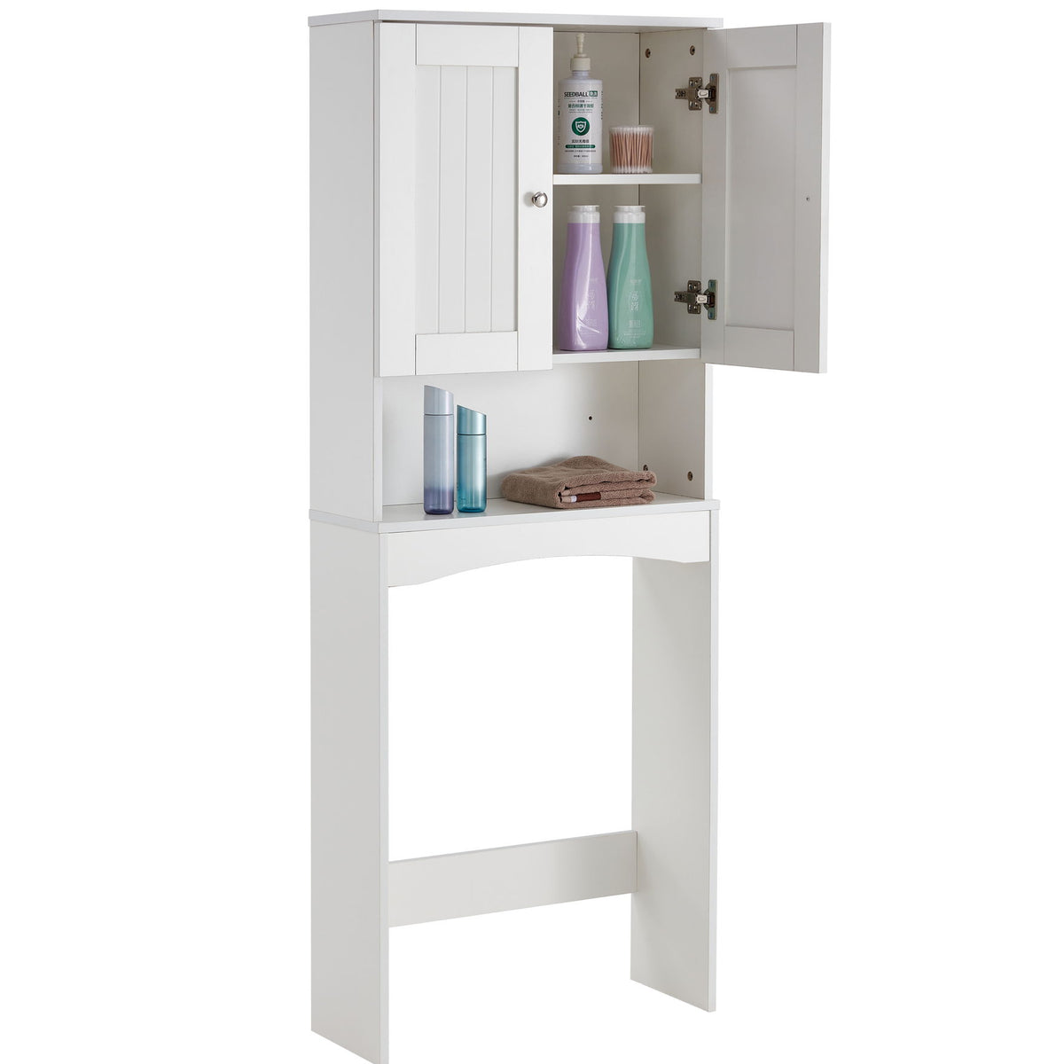 Home Bathroom Shelf Over-The-Toilet, Bathroom Spacesaver, Bathroom Storage Cabinet Organizer - White