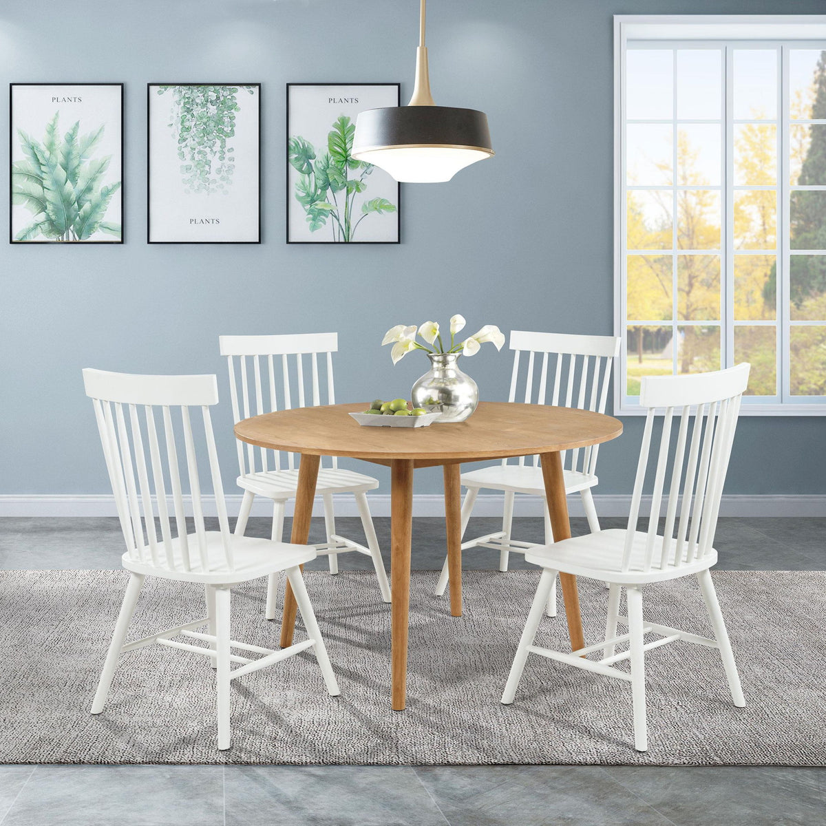 Andrews 5-piece Round Dining Table Set Light Ash and White