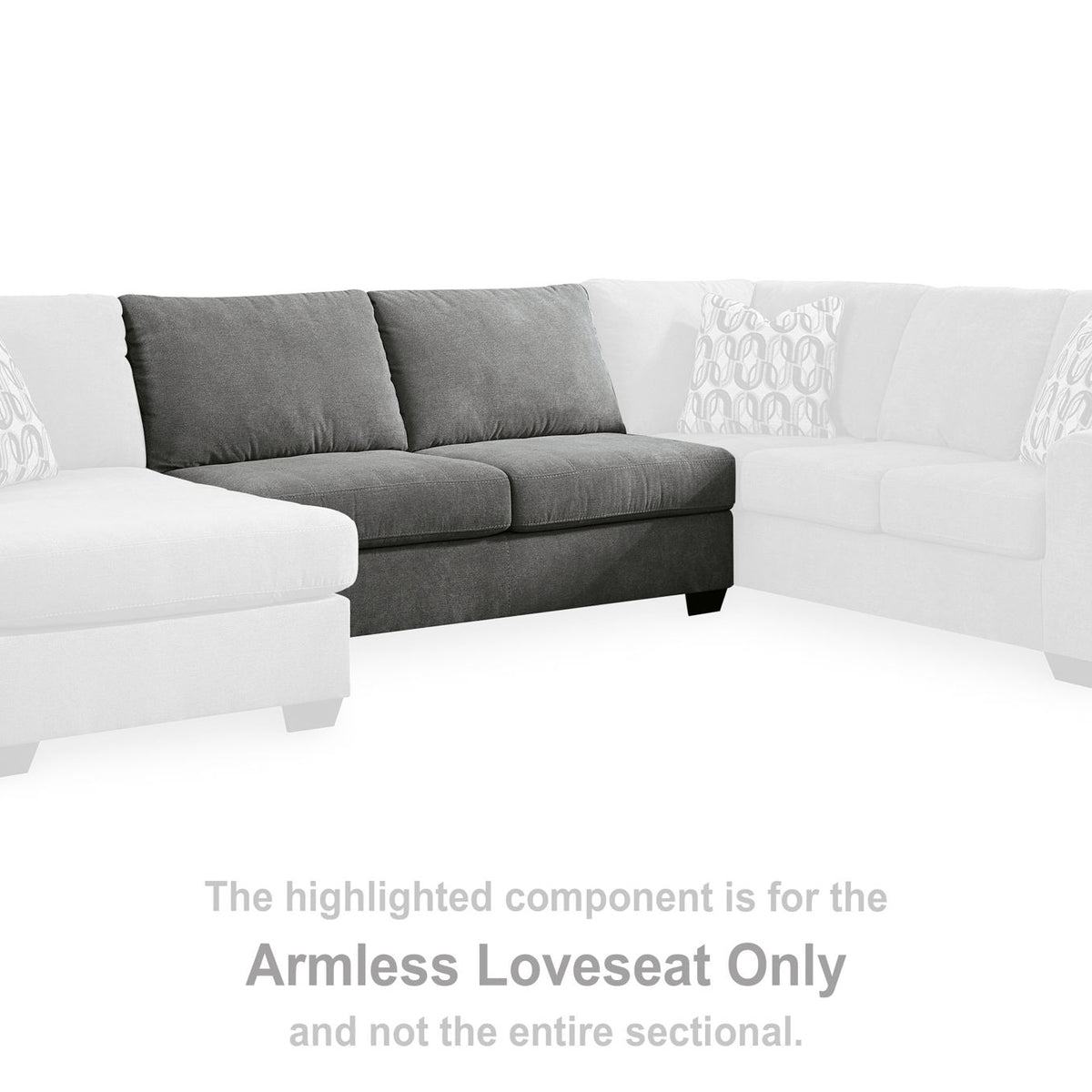 Birkdale Court - Armless Loveseat - Gray