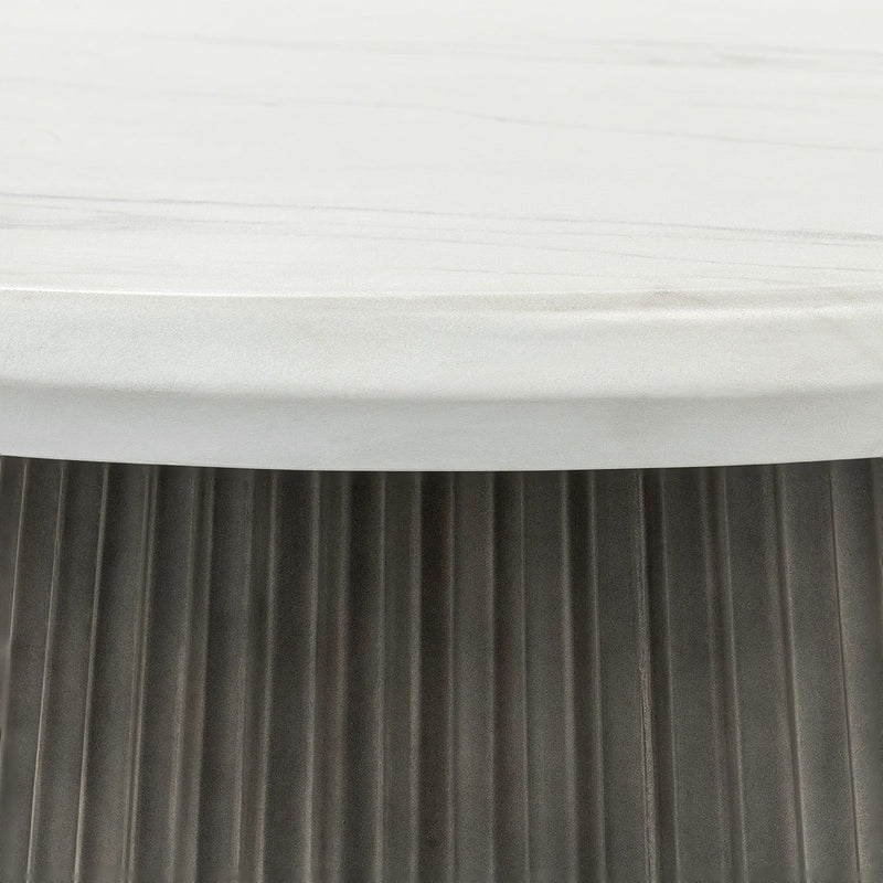 Caspia - 47" Outdoor Round Dining Table - White / Dark Gray