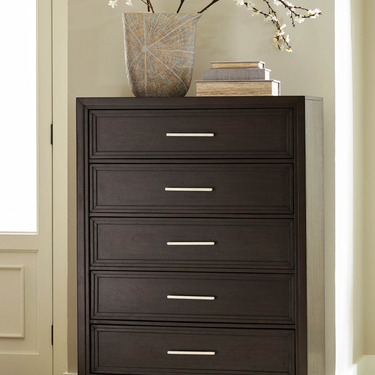 Neymorton - Dark Grayish Brown - Five Drawer Chest