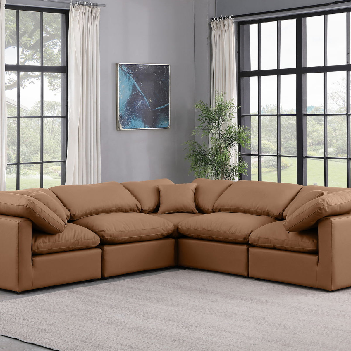 Indulge - Faux Leather 5 Piece Modular Corner Sectional