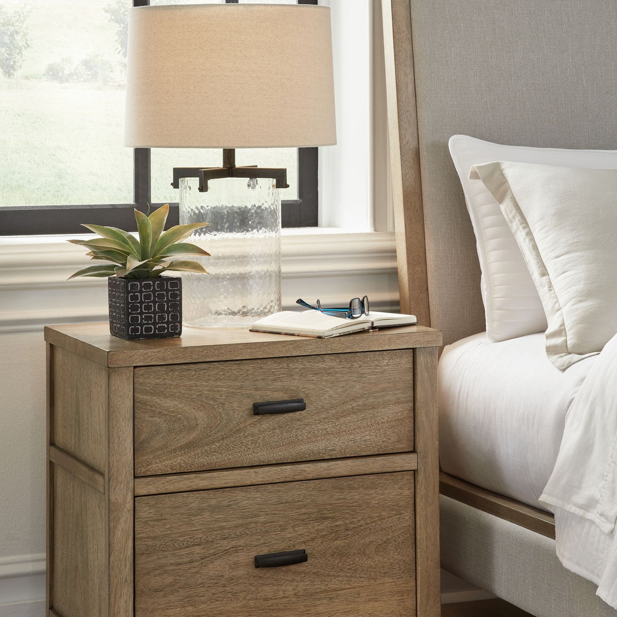Tomtyn - Two Drawer Night Stand - Light Brown