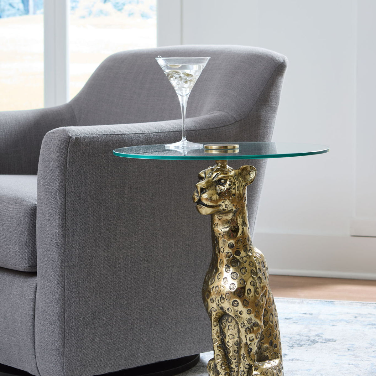 Vallain - Accent Table - Antique Gold Finish