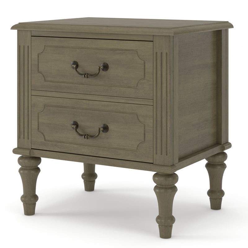 Fluted Nightstand With 2 Drawers, Bedside Table