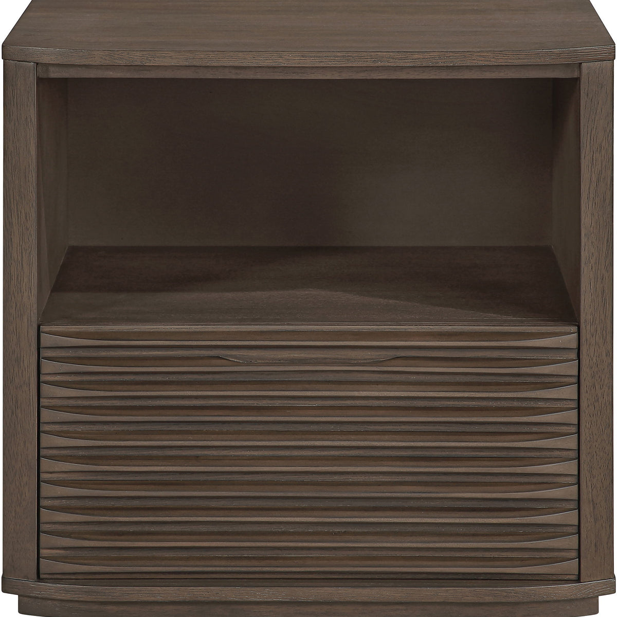 Morino - Oak Veneer And Solid Wood Nightstand - Brown