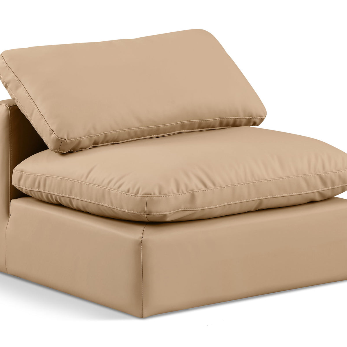 Indulge - Faux Leather Armless Chair - Tan