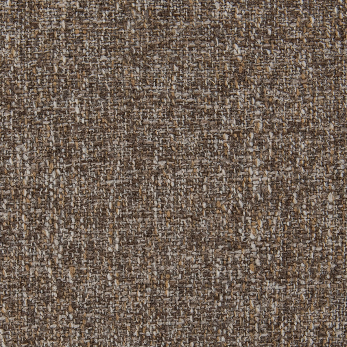 Textured upholstery fabric swatch in medium brown-beige weave